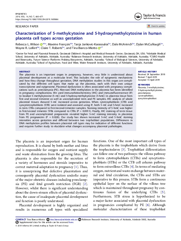 (PDF) Characterization of 5-methylcytosine and 5-hydroxymethylcytosine ...