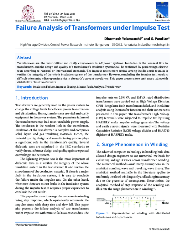 (PDF) Failure Analysis of Transformers under Impulse Test