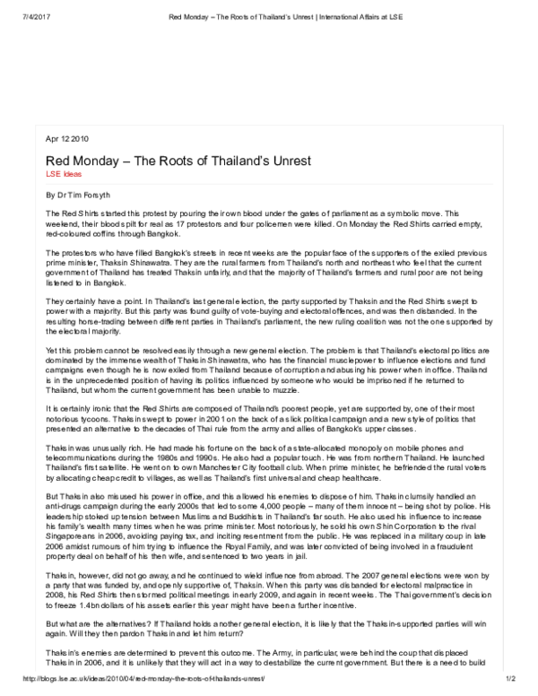 (PDF) Red Monday – The roots of Thailand’s unrest