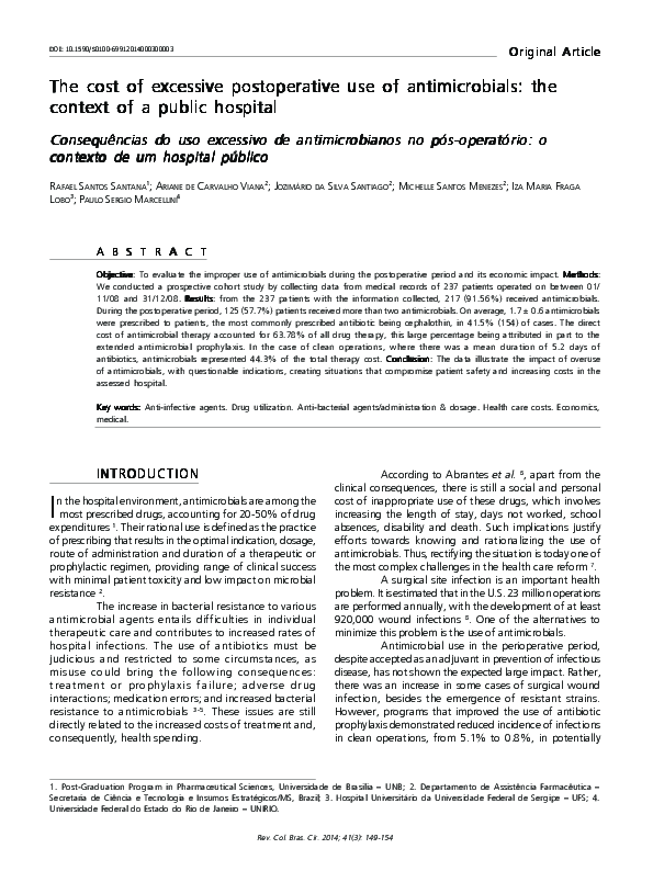 (PDF) The cost of excessive postoperative use of antimicrobials: the ...