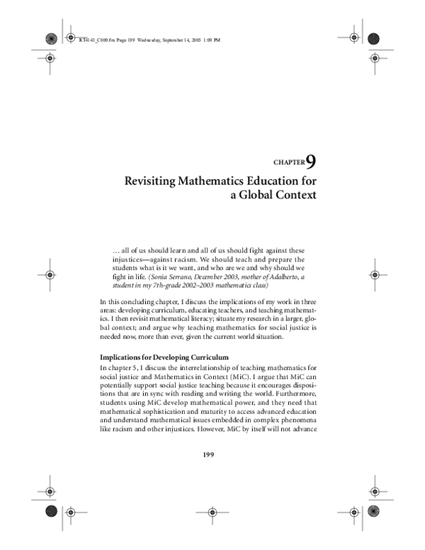 (PDF) Conclusion: Revisiting Mathematics Education for a Global Context