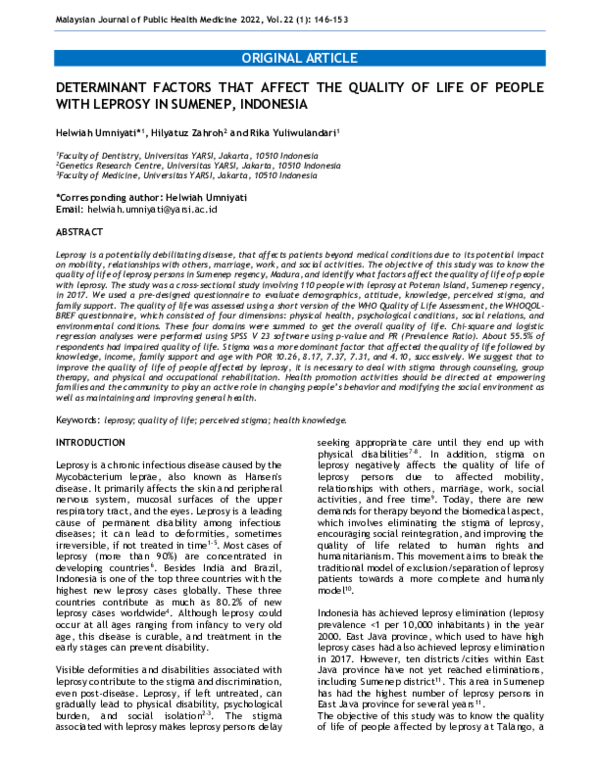 (PDF) Determinant Factors That Affect the Quality of Life of People ...