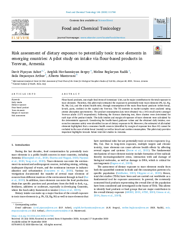 (PDF) Risk assessment of dietary exposure to potentially toxic trace ...