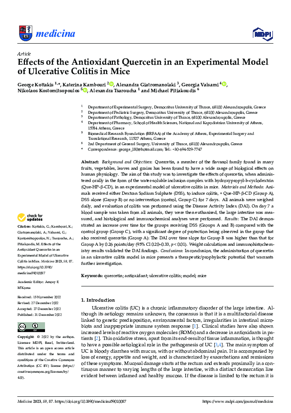 (PDF) Effects of the Antioxidant Quercetin in an Experimental Model of ...