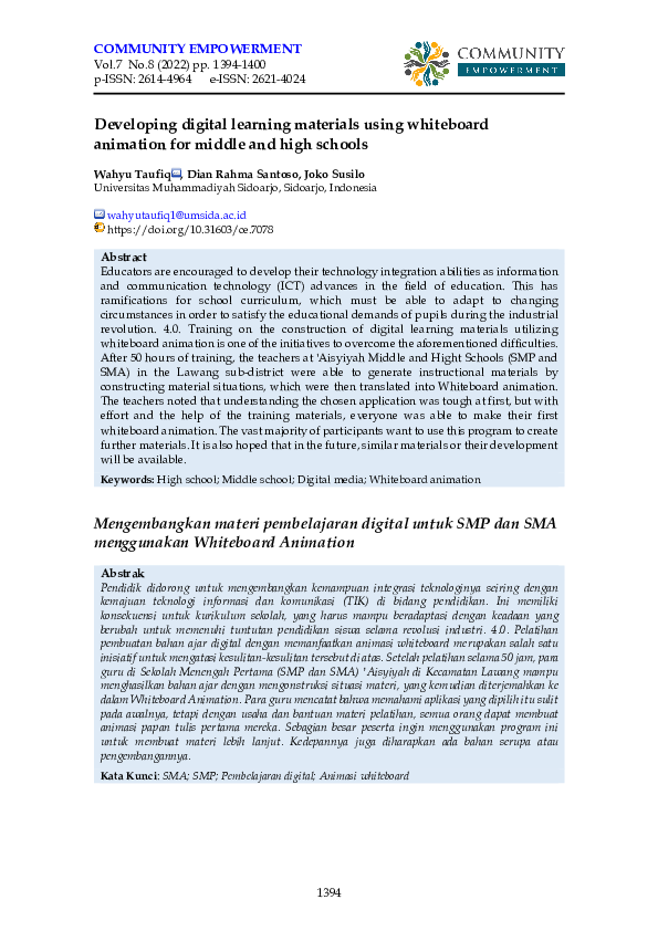 (PDF) Developing digital learning materials using whiteboard animation ...