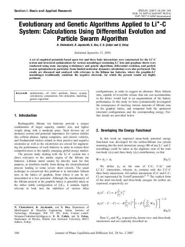 (PDF) Evolutionary and Genetic Algorithms Applied to Li+-C System ...