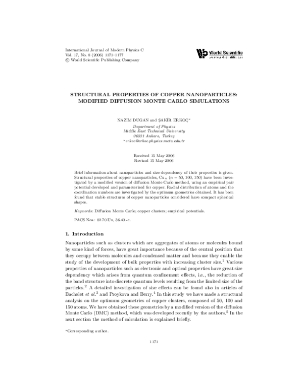 (PDF) Structural Properties of Copper Nanoparticles: Modified Diffusion ...
