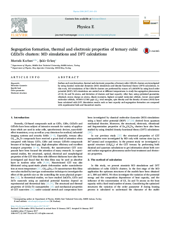 (PDF) Segregation formation, thermal and electronic properties of ...