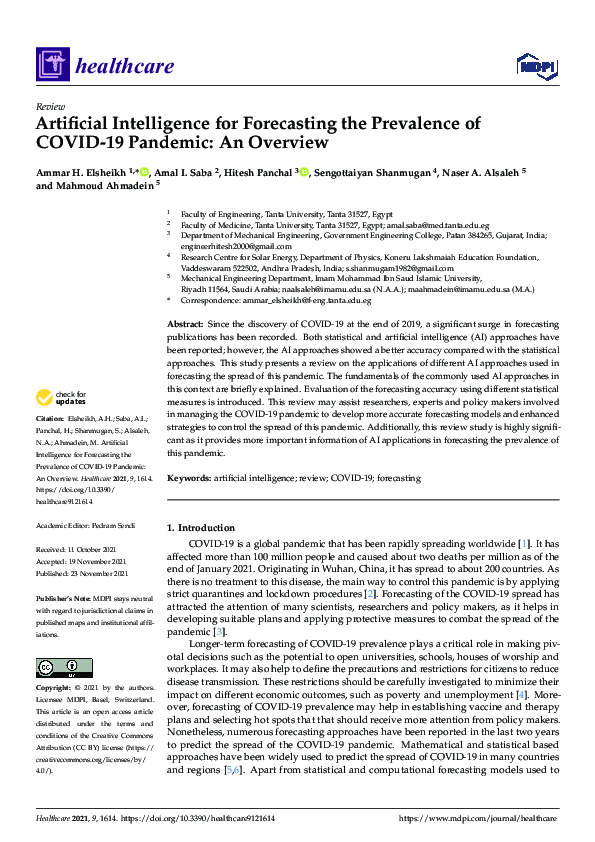 (PDF) Artificial Intelligence for Forecasting the Prevalence of COVID ...