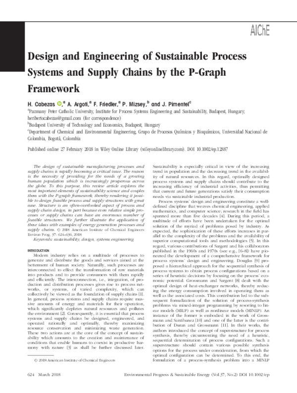 (PDF) Design and engineering of sustainable process systems and supply ...