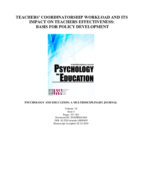 (PDF) Teachers' Coordinatorship Workload and Its Impact on Teachers ...