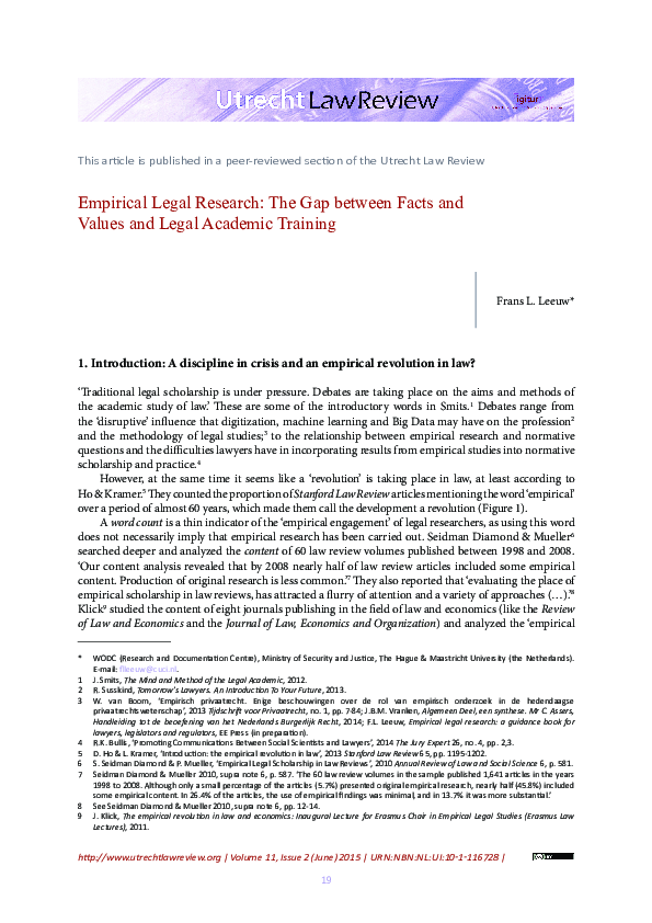(PDF) Empirical Legal Research: The Gap between Facts and Values and ...