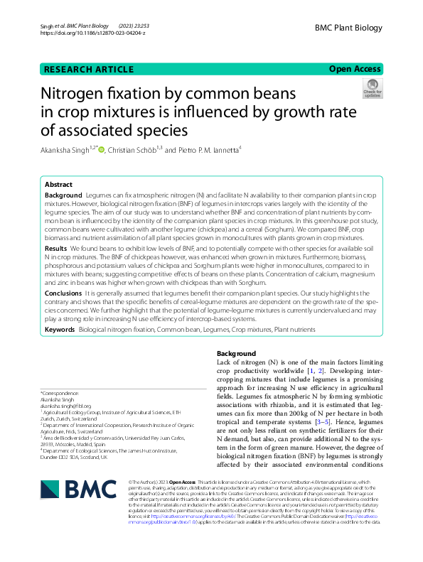 (PDF) Nitrogen fixation by common beans in crop mixtures is influenced ...