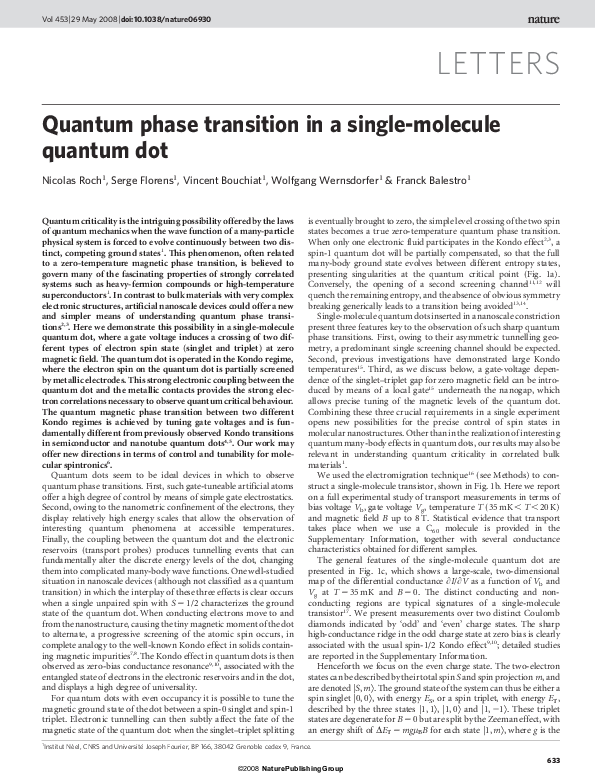 (PDF) Quantum phase transition in a single-molecule quantum dot
