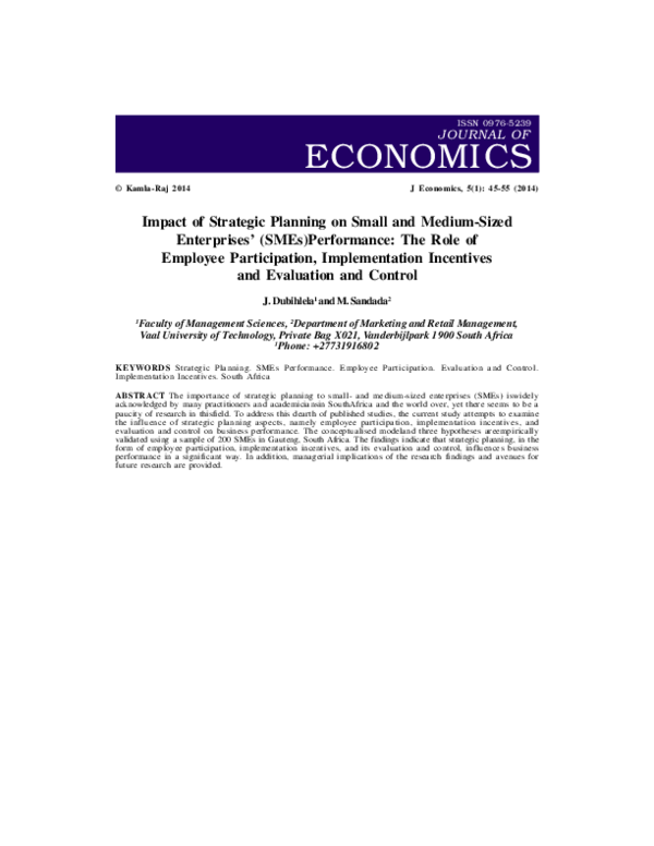 (PDF) Impact of Strategic Planning on Small and Medium-Sized ...