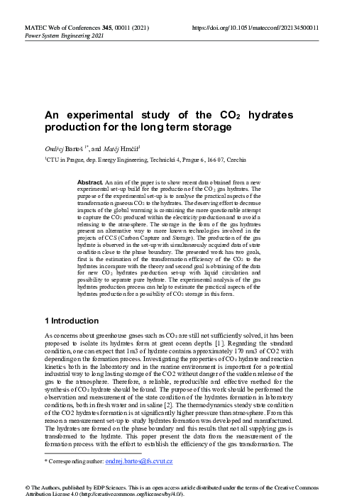 (PDF) An experimental study of the CO2 hydrates production for the long ...