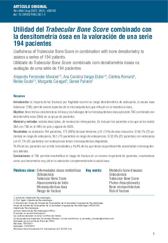 (PDF) Utilidad del Trabecular Bone Score combinado con la densitometría ...