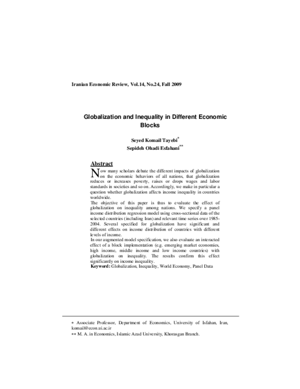 (PDF) Globalization And Inequality In Different Economic Blocks
