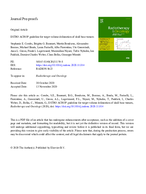 (PDF) ESTRO ACROP guideline for target volume delineation of skull base ...