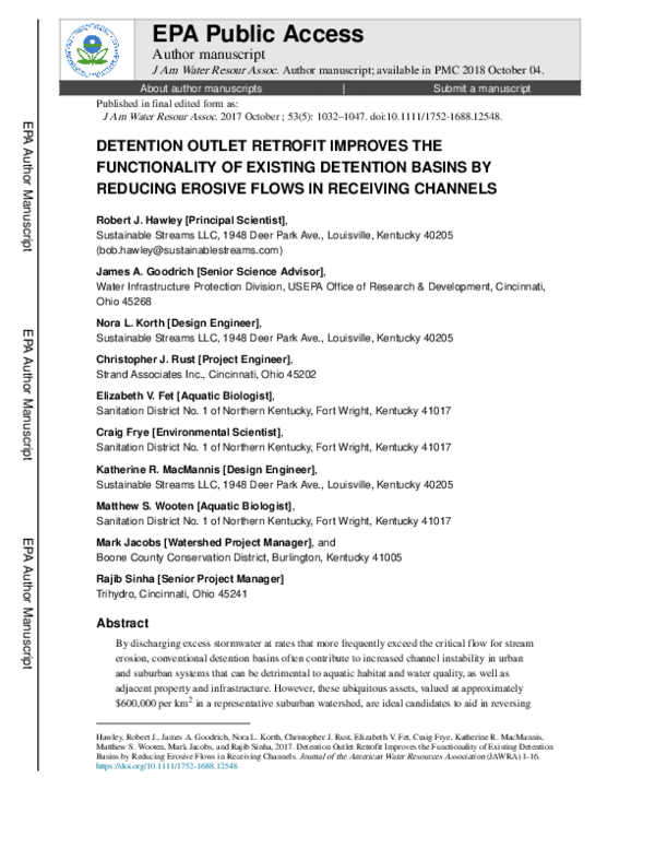 (PDF) Detention Outlet Retrofit Improves the Functionality of Existing ...
