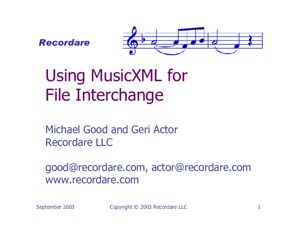 (PDF) Using MusicXML for file interchange