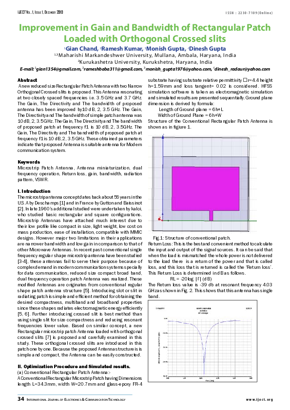 (PDF) Improvement in Gain and Bandwidth of Rectangular Patch Loaded ...