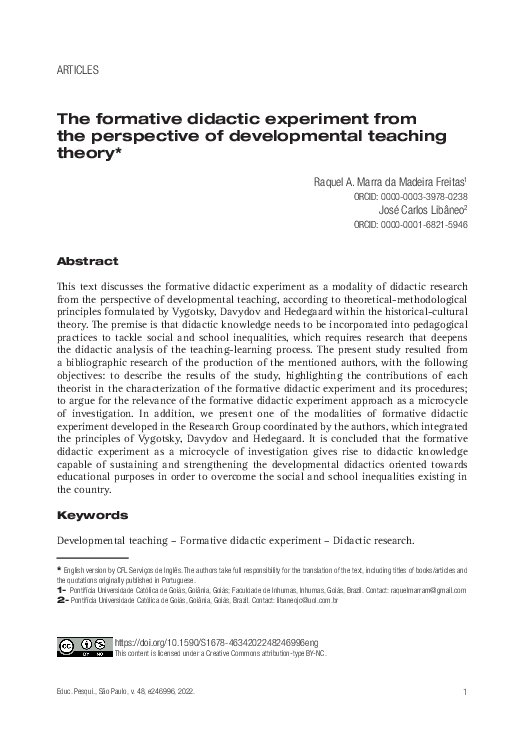 (PDF) The formative didactic experiment from the perspective of ...