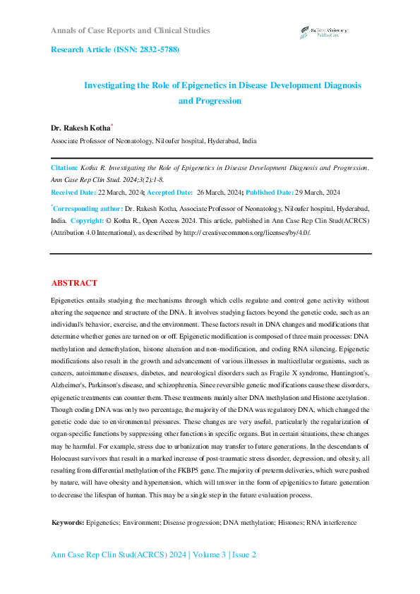 (PDF) Investigating the Role of Epigenetics in Disease Development ...