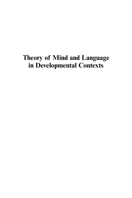 (PDF) Theory of Mind and Language in Developmental Contexts