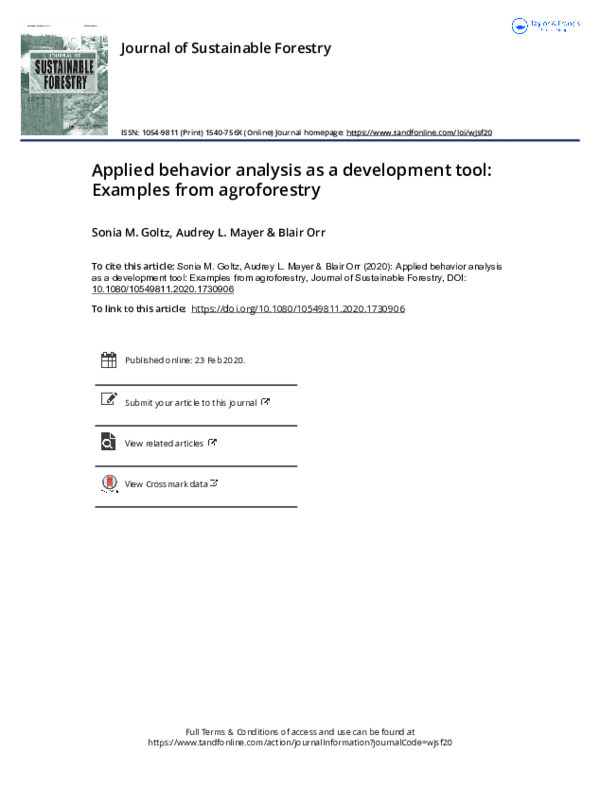 (PDF) Applied Behavior Analysis as a Development Tool: Examples from ...