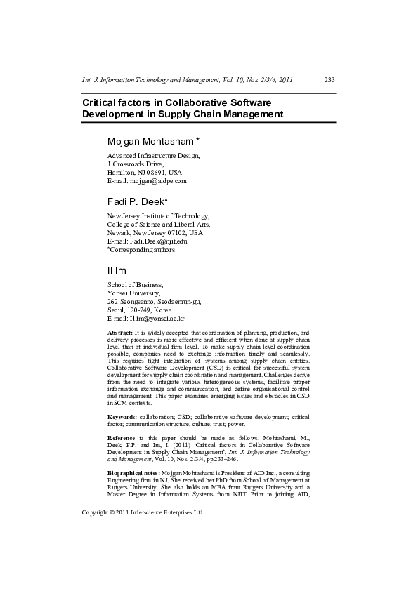 (PDF) Critical factors in collaborative software development in supply ...