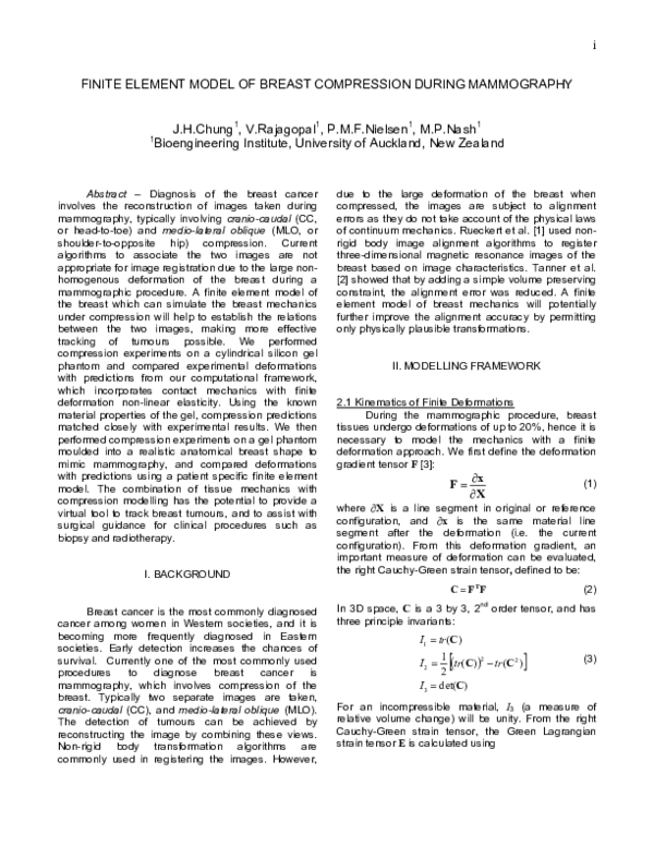 (PDF) Finite Element Model of Breast Compression During M Ammography