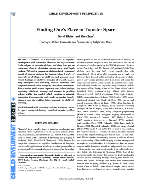 (PDF) Finding One’s Place in Transfer Space