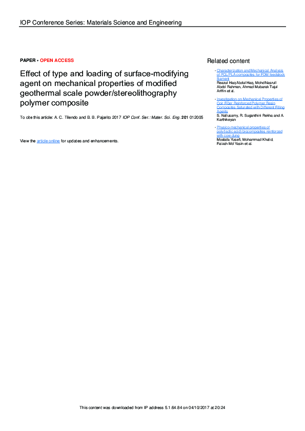 (PDF) Effect of type and loading of surface-modifying agent on ...