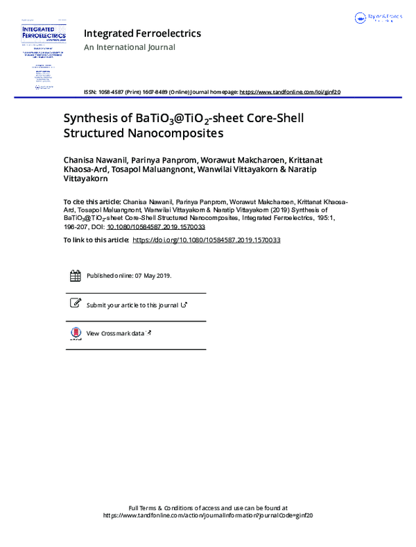 (PDF) Synthesis of BaTiO3@TiO2-sheet Core-Shell Structured Nanocomposites