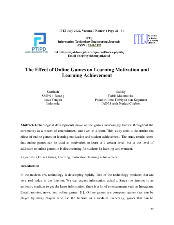 (PDF) The Effect of Online Games on Learning Motivation and Learning ...