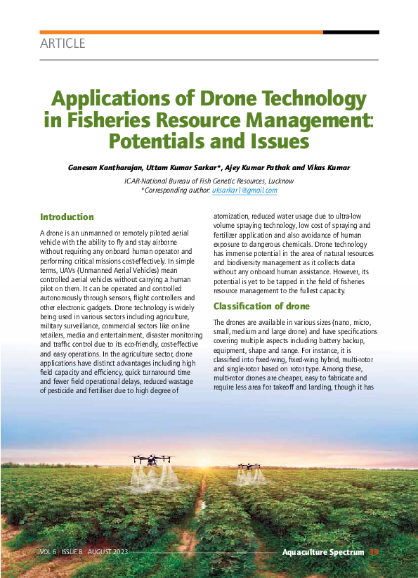 (PDF) Applications of Drone Technology in Fisheries Resource Management ...
