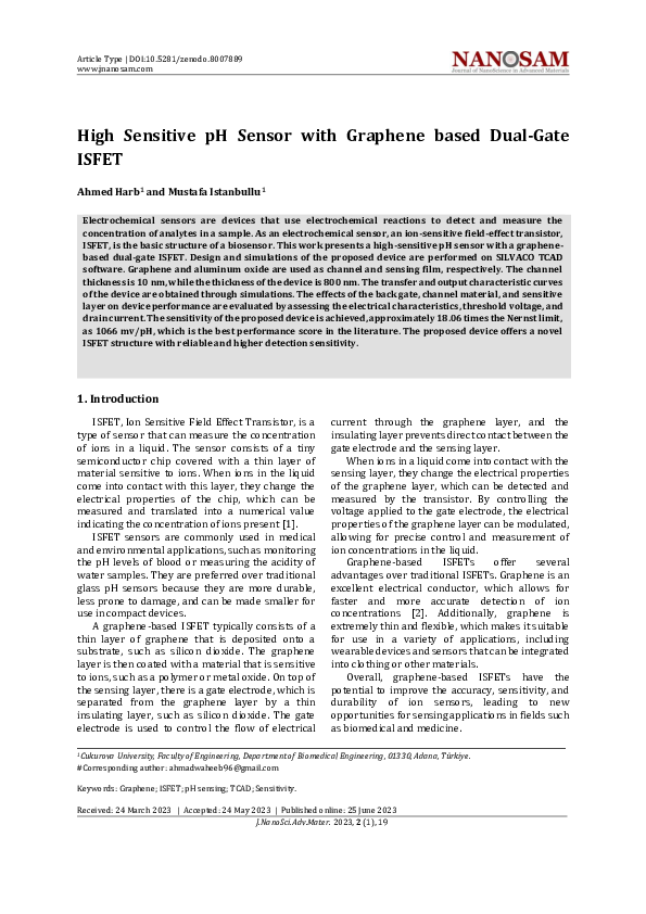 (PDF) High Sensitive pH Sensor with Graphene based Dual-Gate ISFET ...