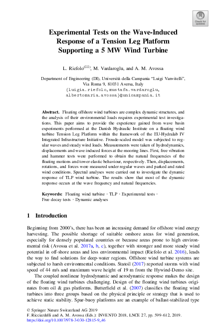 (PDF) Experimental Tests on the Wave-Induced Response of a Tension Leg ...