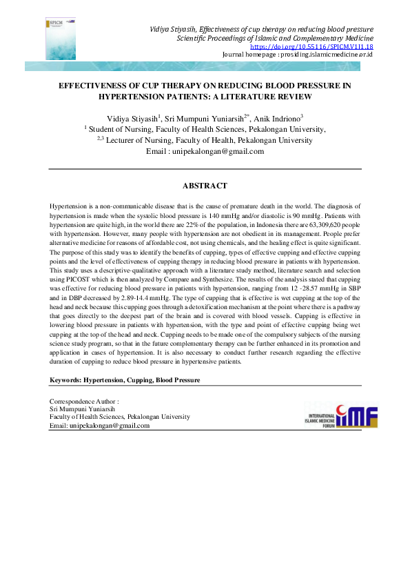 (PDF) Effectiveness of Cup Therapy on Reducing Blood Pressure in ...