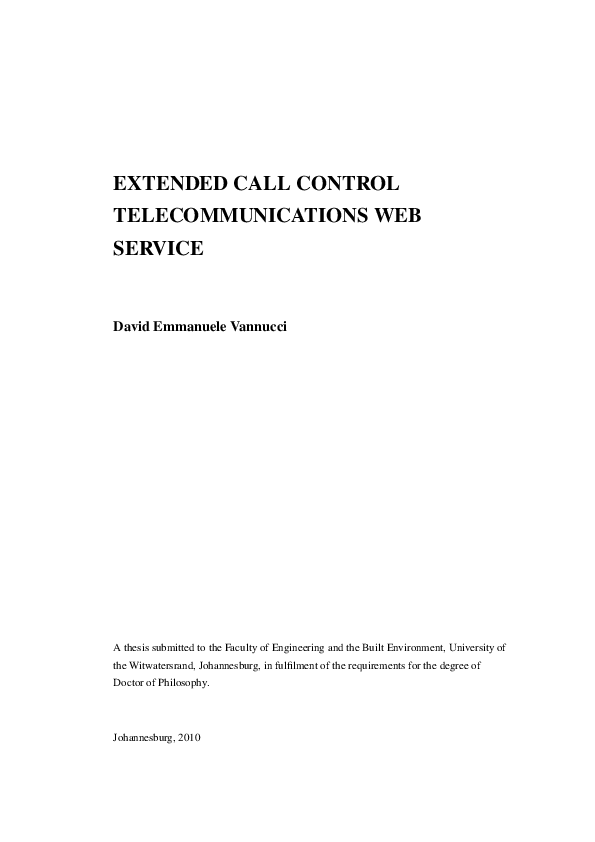 (PDF) Extended call control telecommunications web service