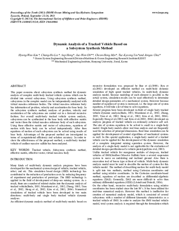 (PDF) Dynamic Analysis of a Tracked Vehicle Based on a Subsystem ...