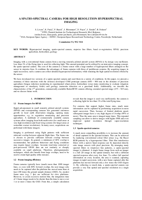 (PDF) A Spatio-Spectral Camera for High Resolution Hyperspectral Imaging