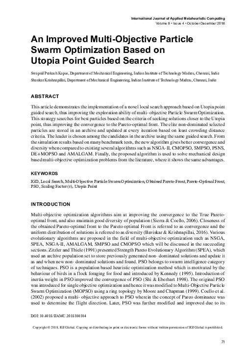(PDF) An Improved Multi-Objective Particle Swarm Optimization Based on ...