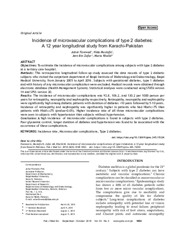 (PDF) Incidence of microvascular complications of type 2 diabetes: A 12 ...