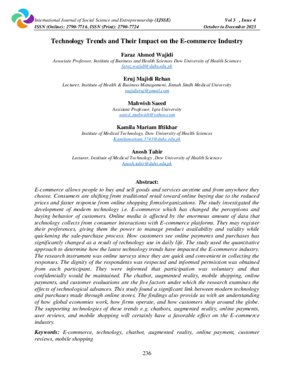 (PDF) Technology Trends and Their Impact on the E-commerce Industry