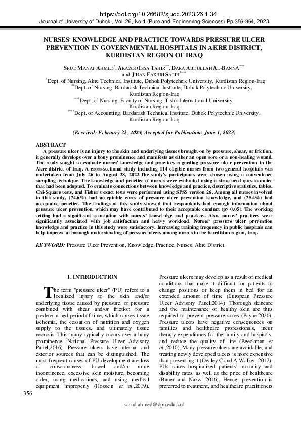 (PDF) Nurses, Knowledge And Practice towards Pressure Ulcer Prevention ...