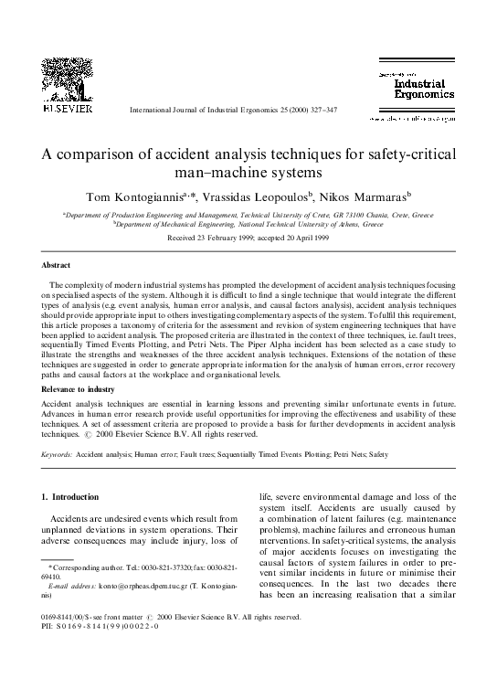 (PDF) A comparison of accident analysis techniques for safety-critical ...
