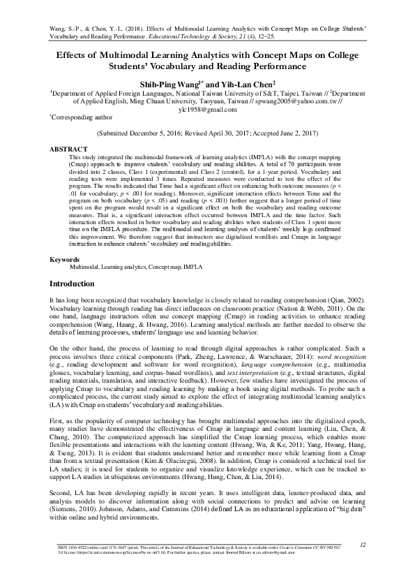 (PDF) Effects of Multimodal Learning Analytics with Concept Maps on ...