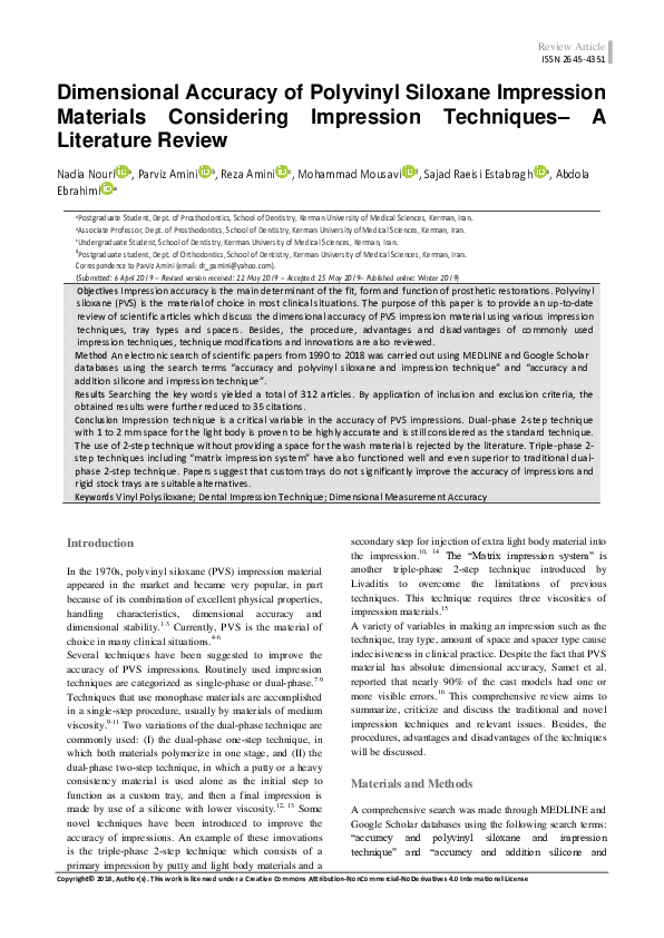 (PDF) Dimensional Accuracy of Polyvinyl Siloxane Impression Materials ...